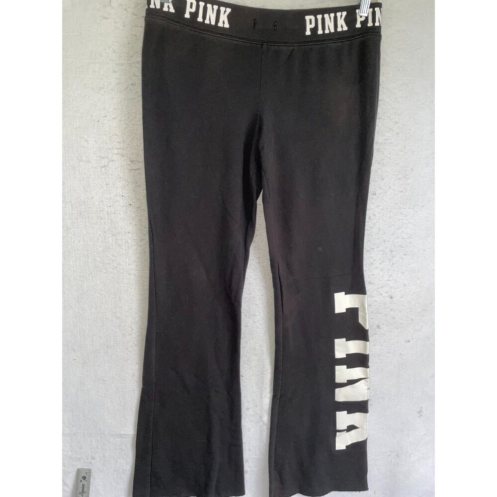 VICTORIA SECRET PINK Sweatpants L pants logo black back pocket women's